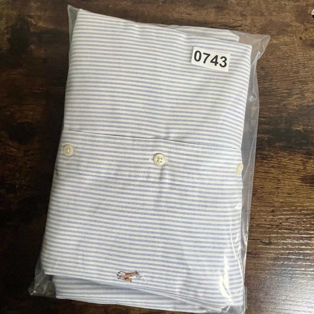 Vtg Polo Ralph Lauren Yarmouth cotton Oxford LS Shirt Men's 17.5-35 Blue Striped - Picture 10 of 10
